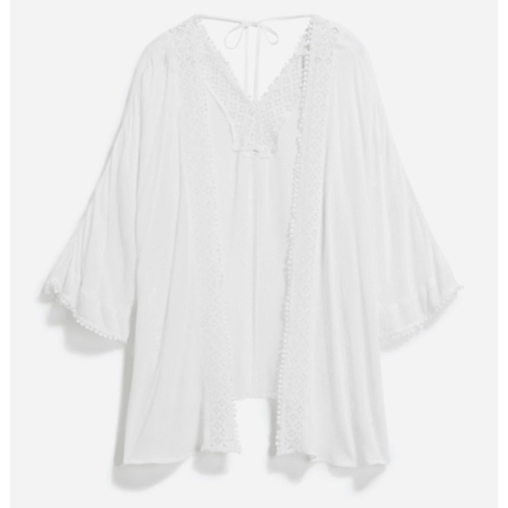 Hummingbird Crochet trim Kimono - Small